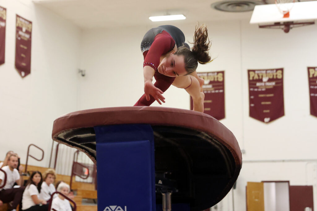 Wayne Hills' Audrey Marnick vaults against Wayne Valley.
