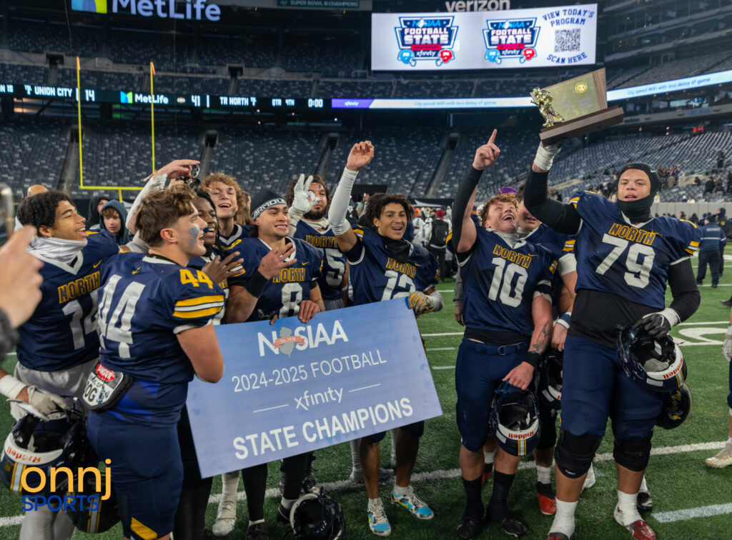 Toms River North celebrates their 2024 NJSIAA Football Group 5 State Championship.