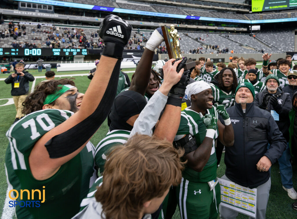 DePaul Catholic celebrates winning the 2024 NJSIAA Football Non-Public B Championship.