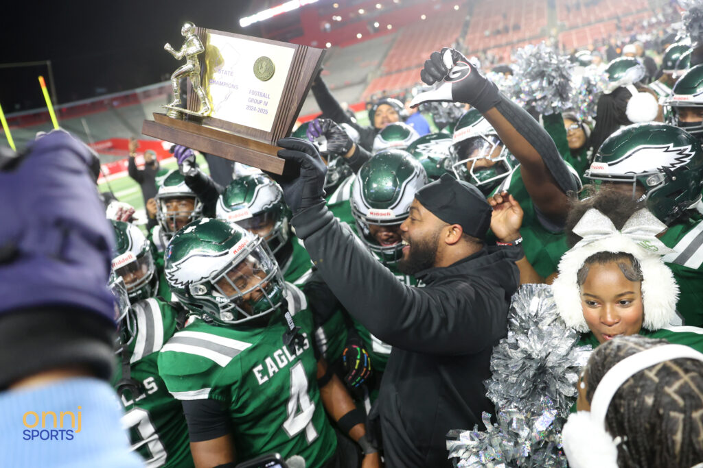 Winslow celebrates winning the 2024 NJSIAA Football Group 4 State Championship.