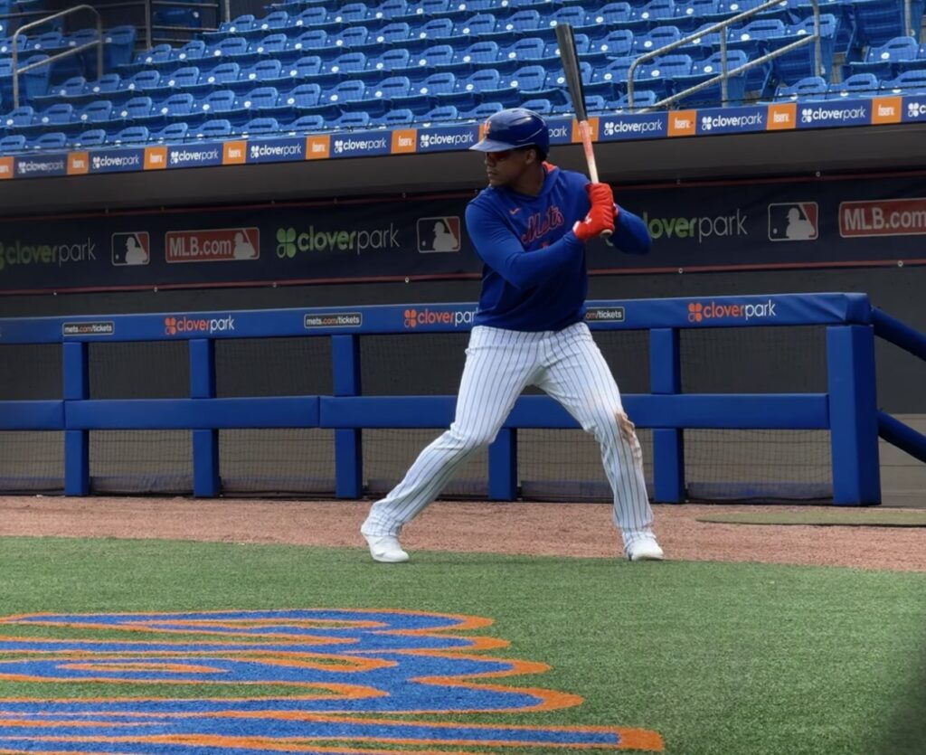 Juan Soto takes BP at Mets' Spring Training Facility in Port St. Lucie, FL.